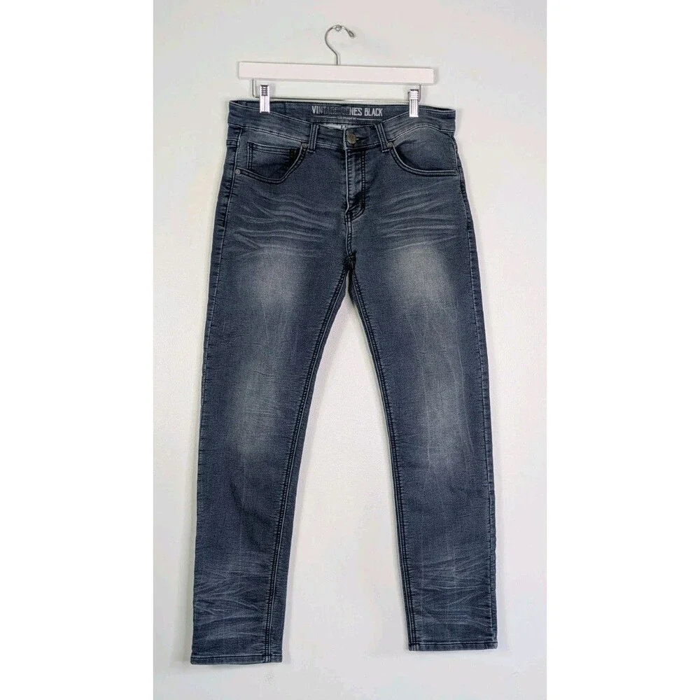 Vintage Genes Men's Slim Fit Denim Blue Jeans Size 32x32 Dark Wash Blue
